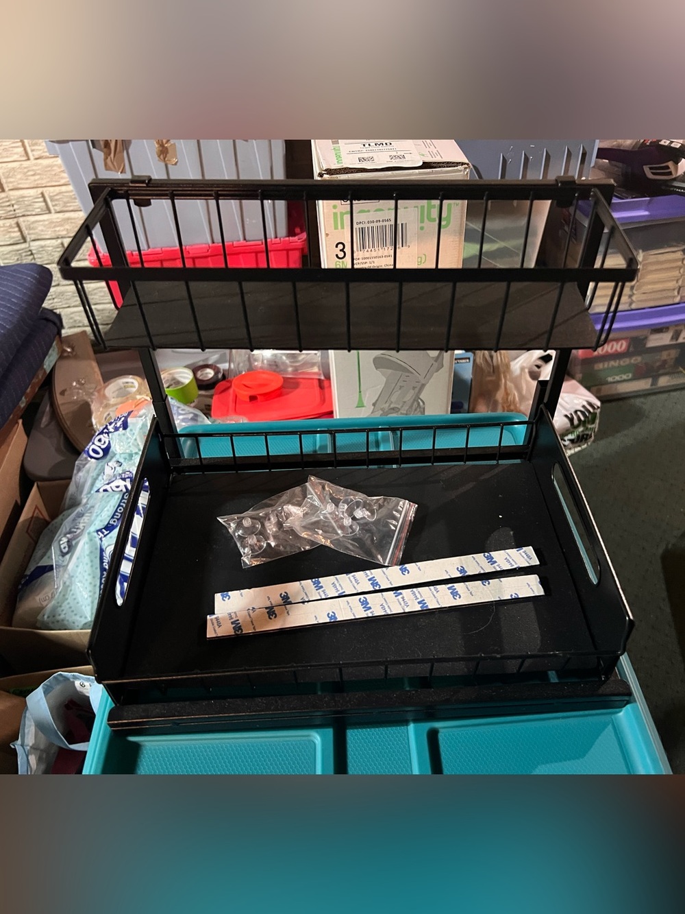 Two-Tier Black Metal sliding Organizer Shelf